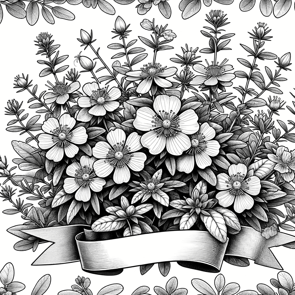 Great St. John's Wort Line Drawing - Know the Natives Coloring Companion