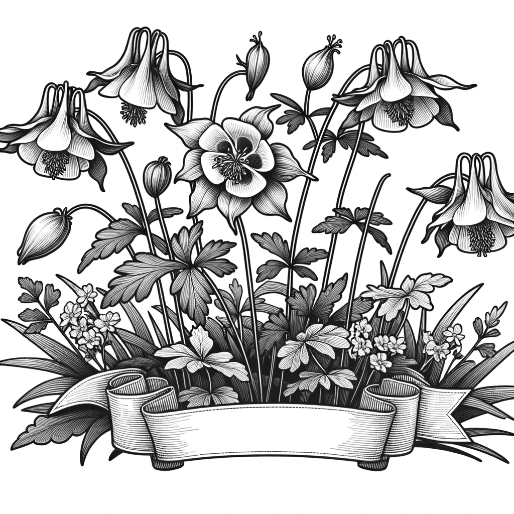 Eastern Red Columbine Line Drawing - Know the Natives Coloring Companion