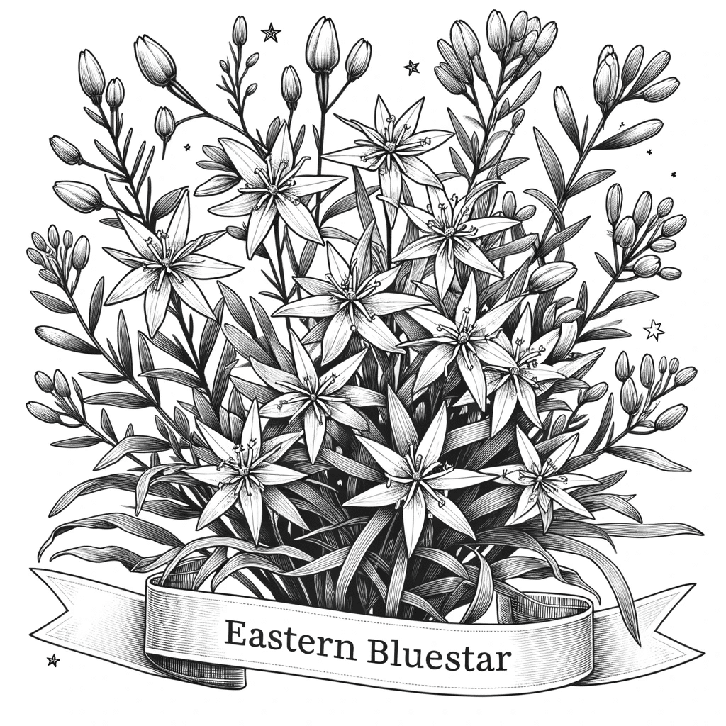 Eastern Bluestar Line Drawing - Know the Natives Coloring Companion