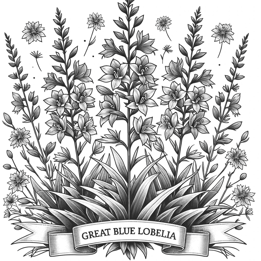 Great Blue Lobelia Line Drawing - Know the Natives Coloring Companion